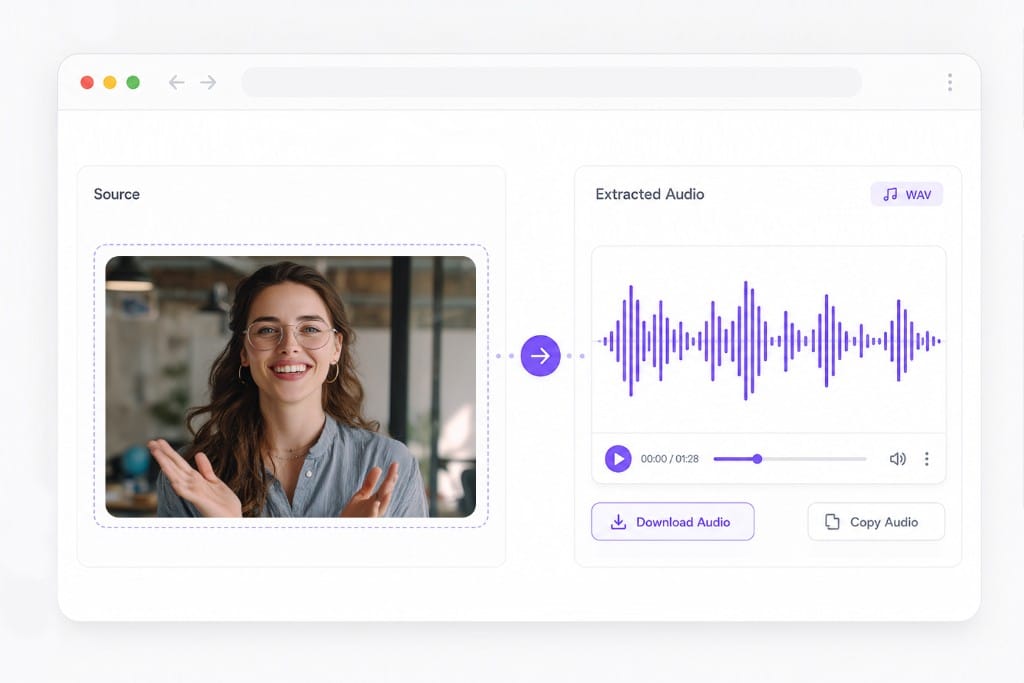 Audio extraction workflow with waveform preview