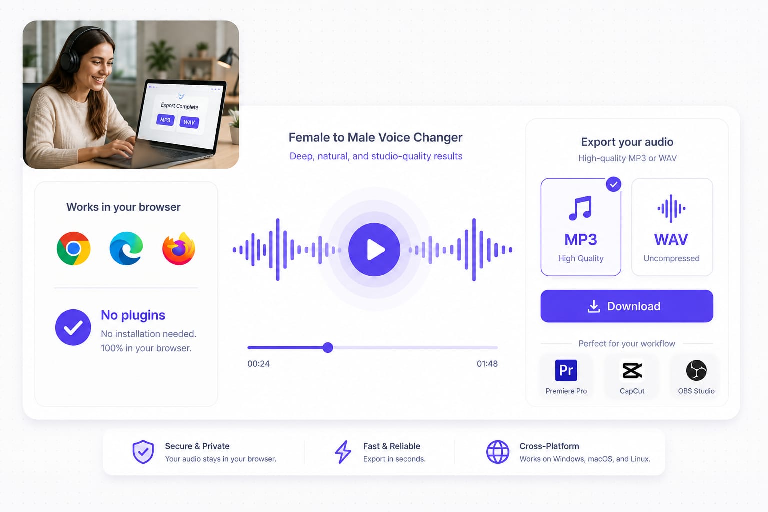 Best female to male voice changer paired workflow
