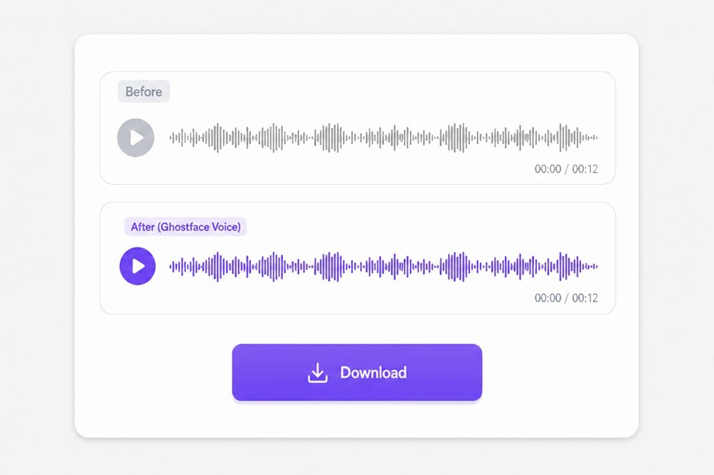 Generate and download from a voice changer Ghostface online workflow