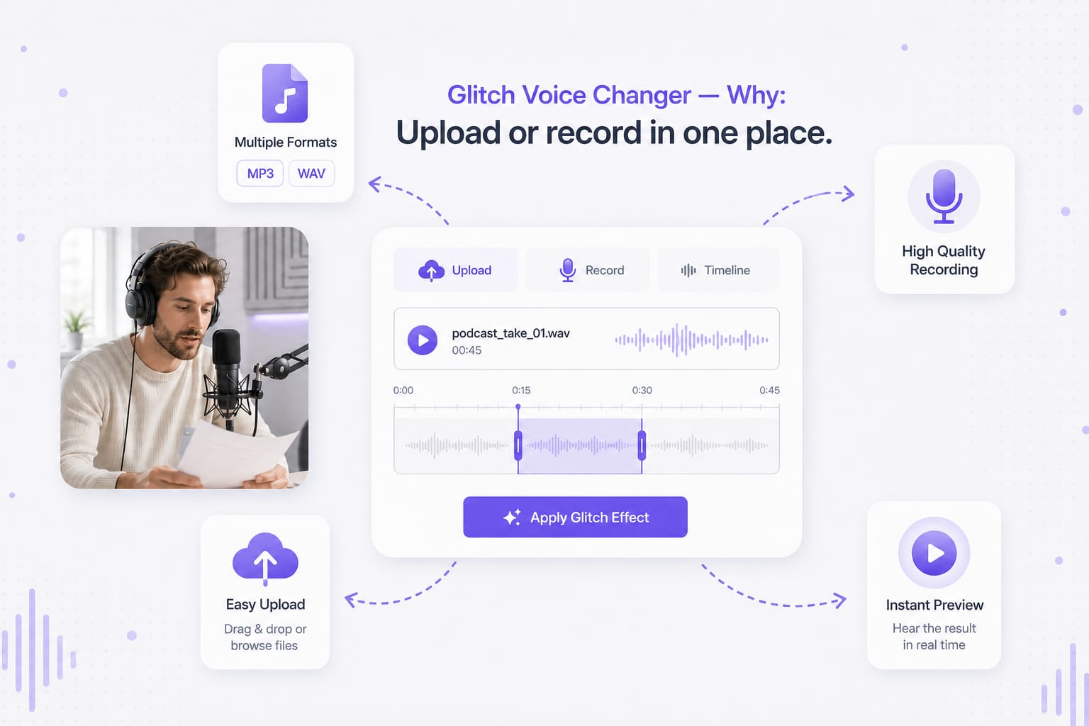 Glitched voice changer Corrupt transition stinger