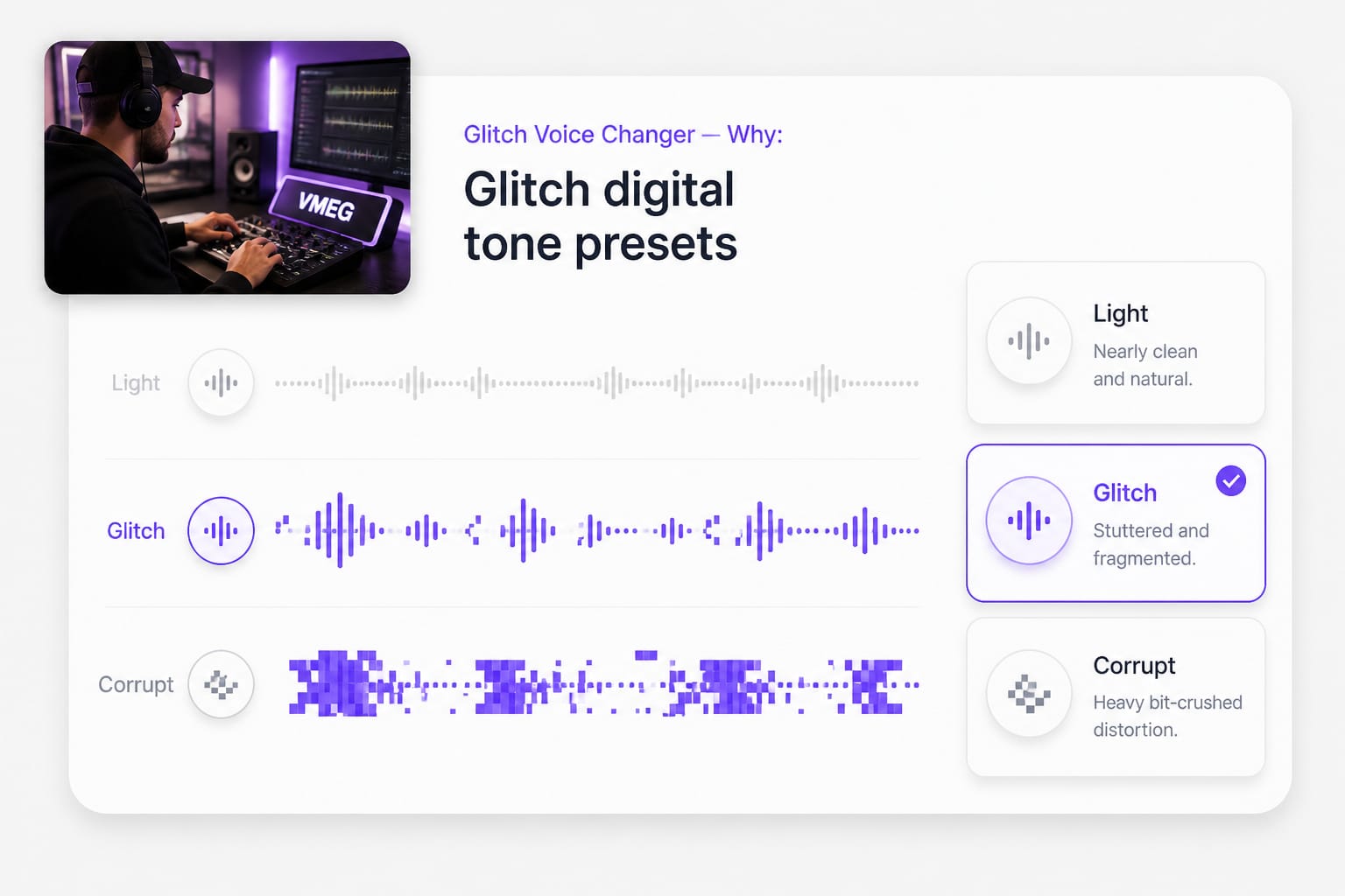 Glitch voice changer Glitch preset legible meme audio