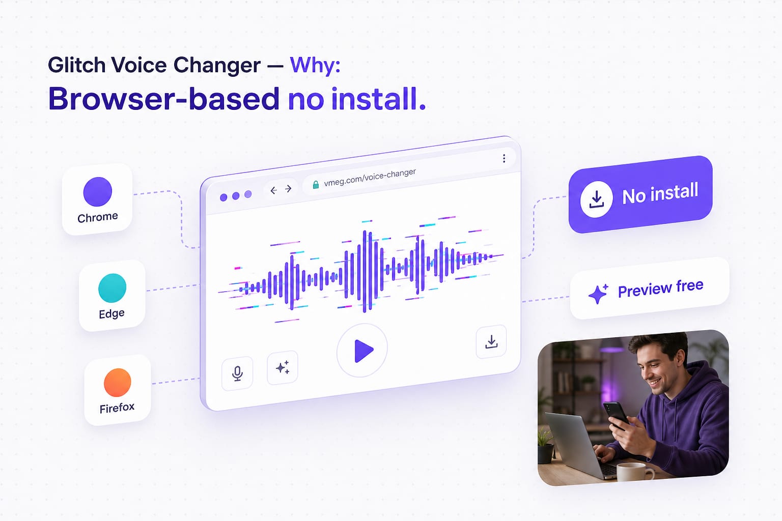 Glitch voice changer export for video intro