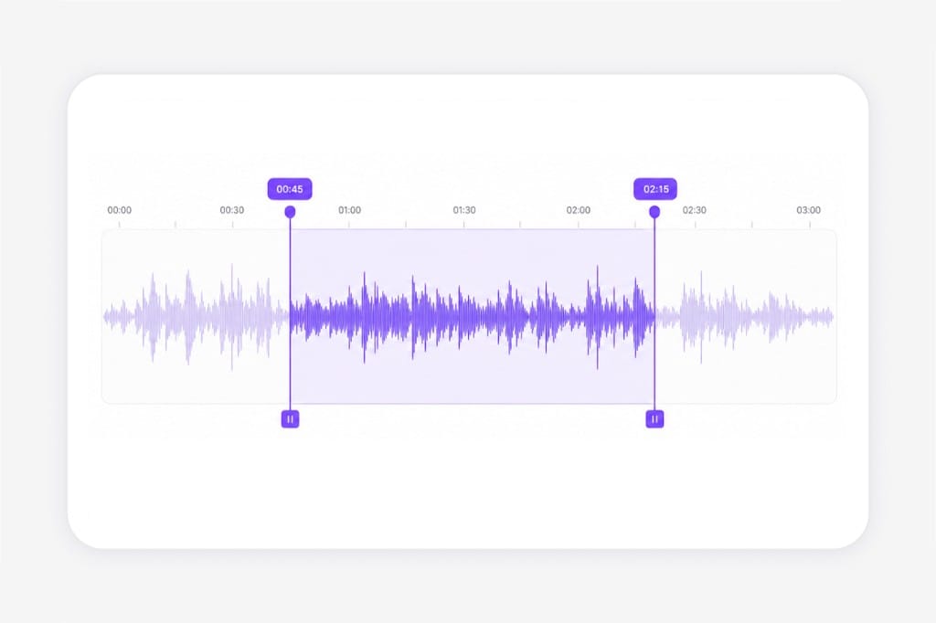 M4A waveform trim selection with start and end handles illustration