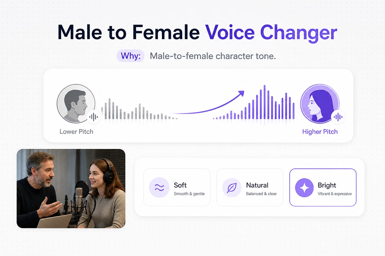 Free male to female voice changer online demo workflow