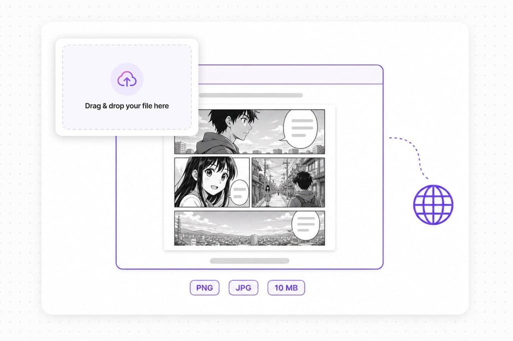 AI manga translator workflow in browser without install