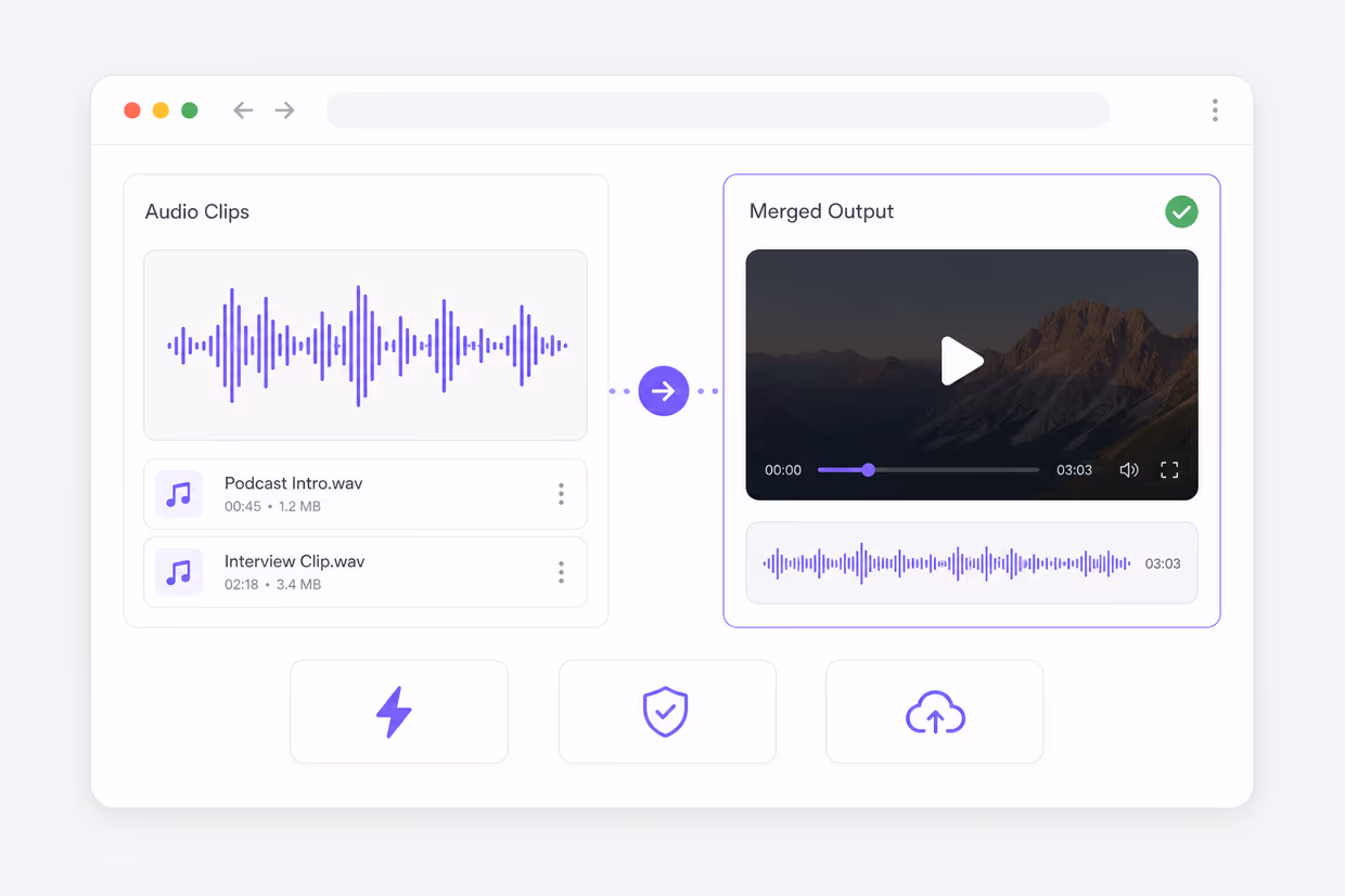 Video merger workflow for joining multiple clips