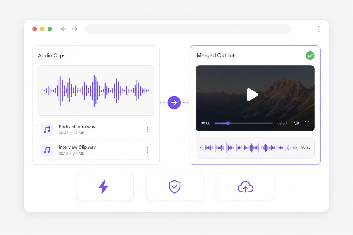 Video and audio merger with separate upload tracks