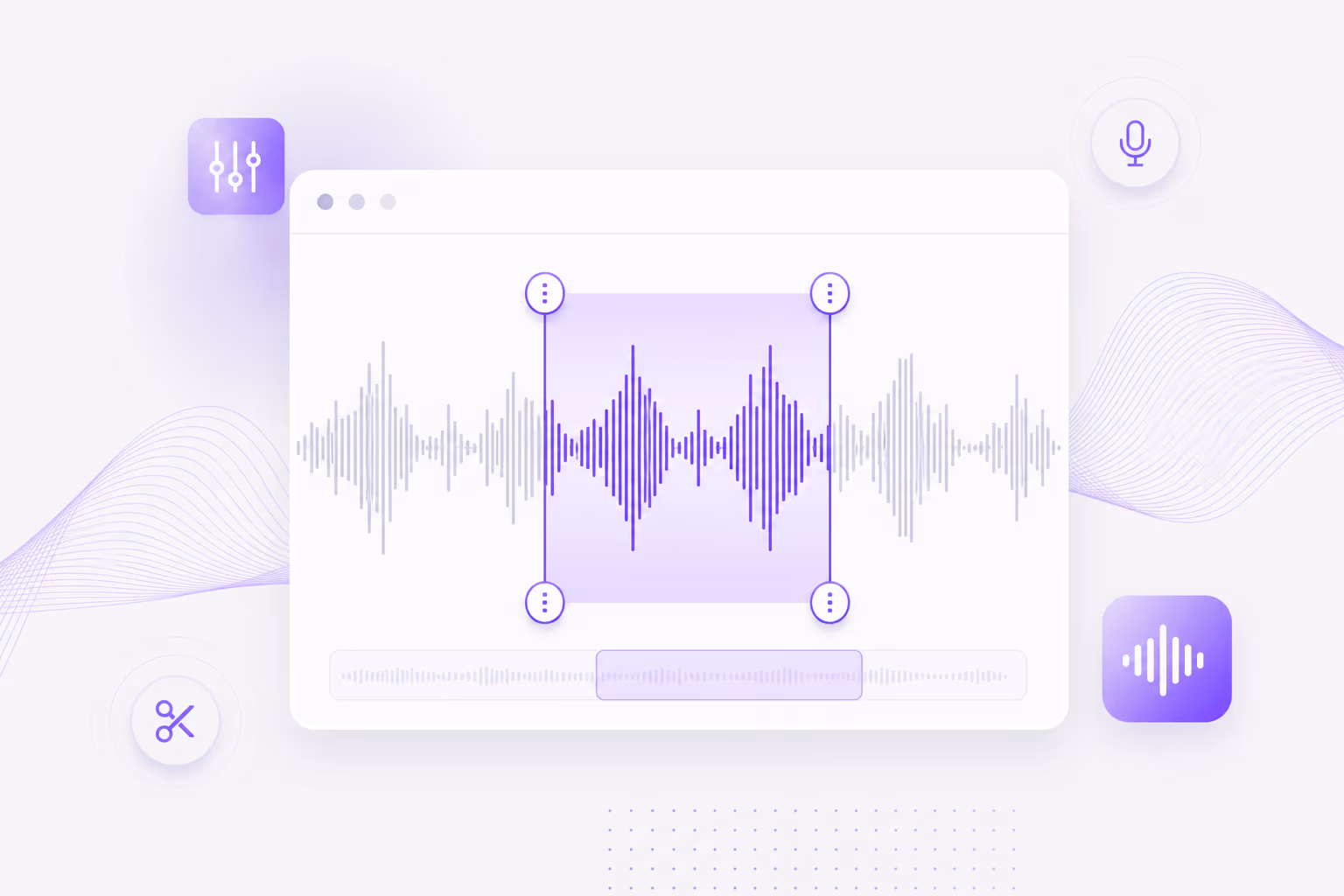 Waveform trim selection in the MP3 cutter
