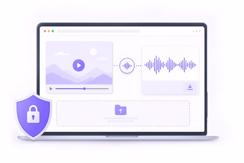 Laptop MP4 to MP3 conversion workflow illustration