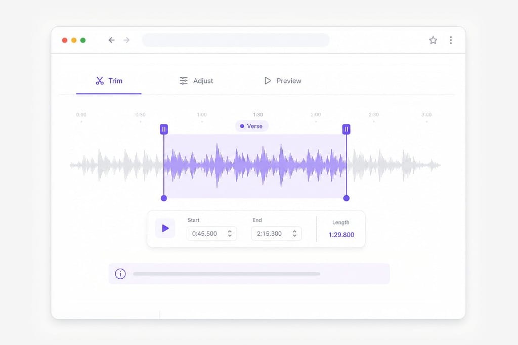 Trim a waveform section before you transpose music