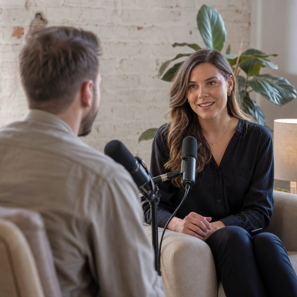 Interview clip with music under spoken dialogue