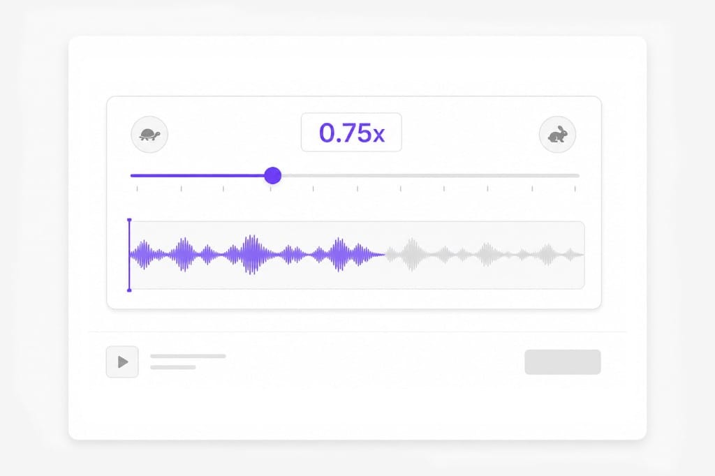 Adjust music tempo with speed slider and waveform preview illustration