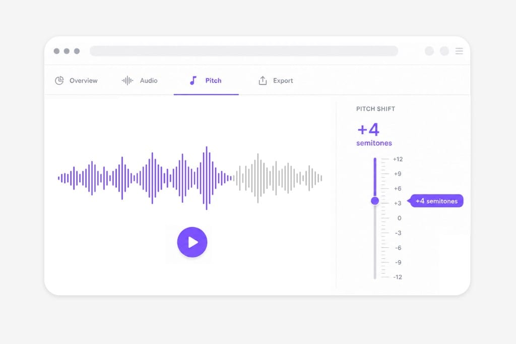 Voice pitch slider and waveform preview in the browser pitch changer