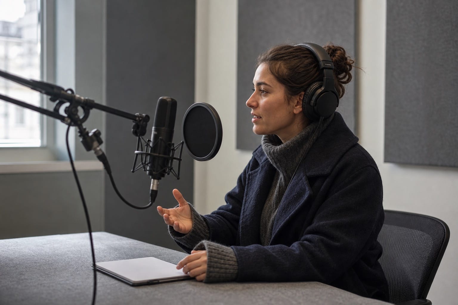 Interview podcast with background noise