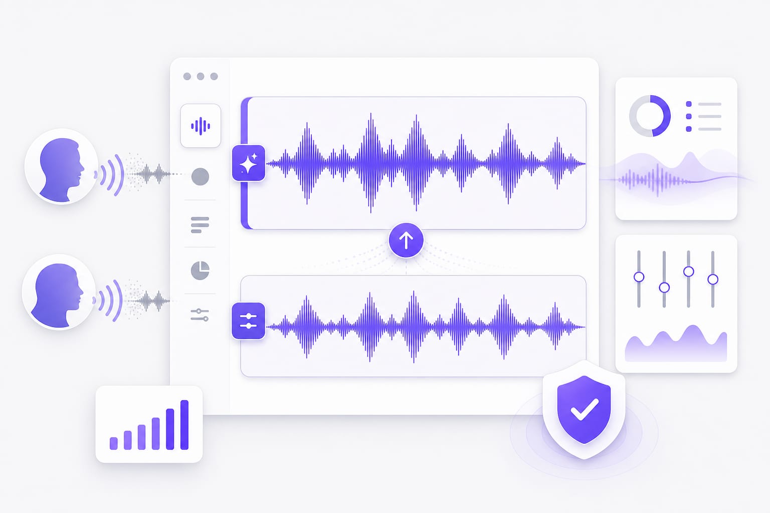 Podcast host and guest levels balanced after enhancement