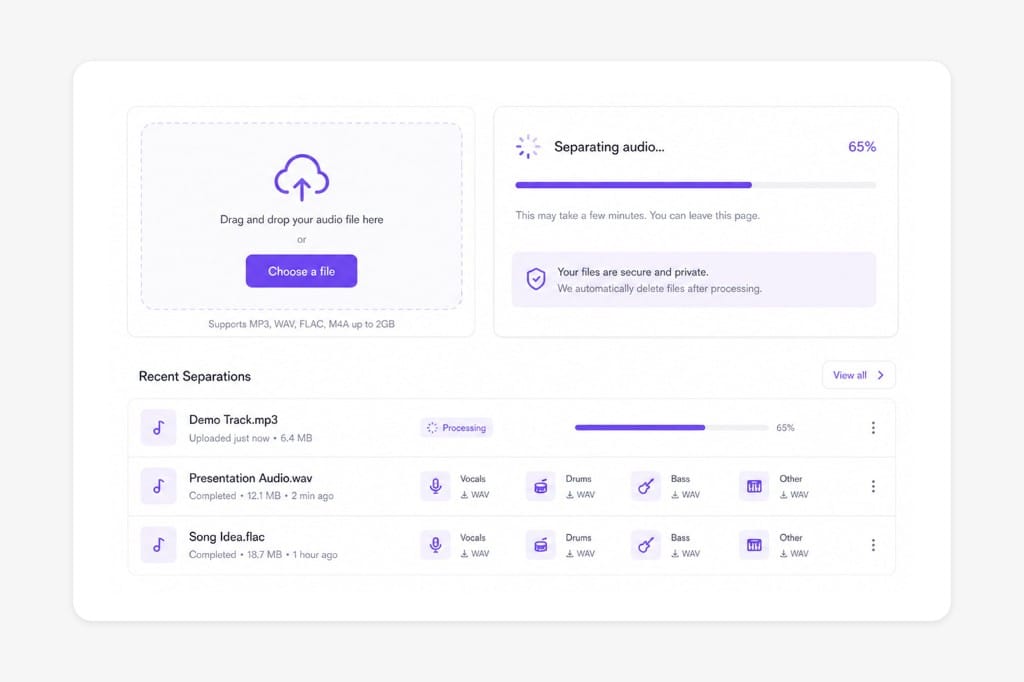 Browser-based noise cleanup workflow illustration