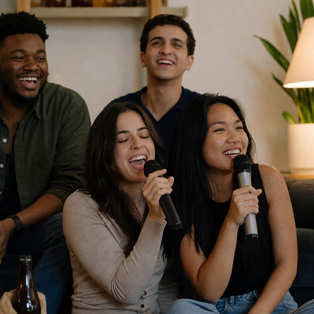 Karaoke singer with full vocal mix