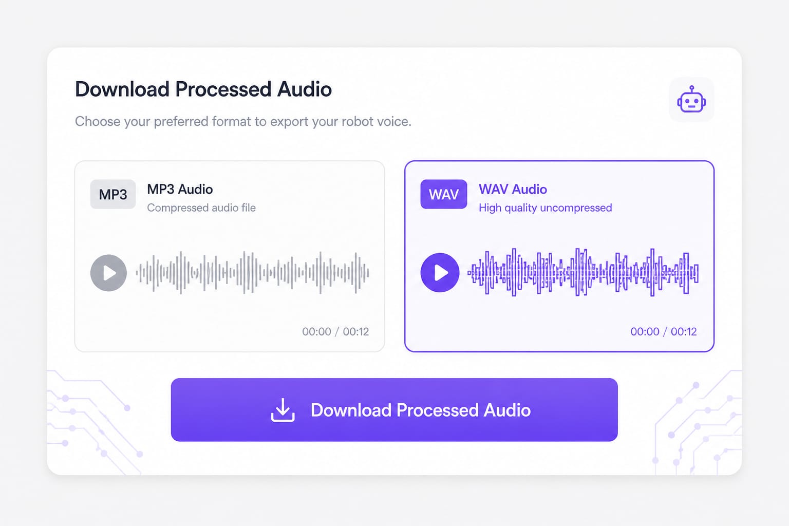 Voice changer robot voice intensity under music mix