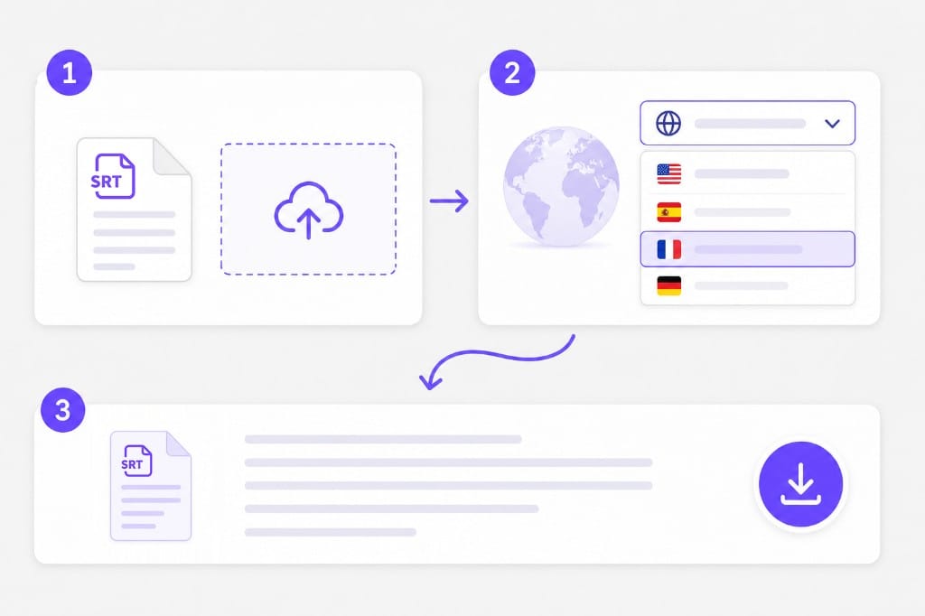 SRT subtitle translation workflow with timestamps preserved