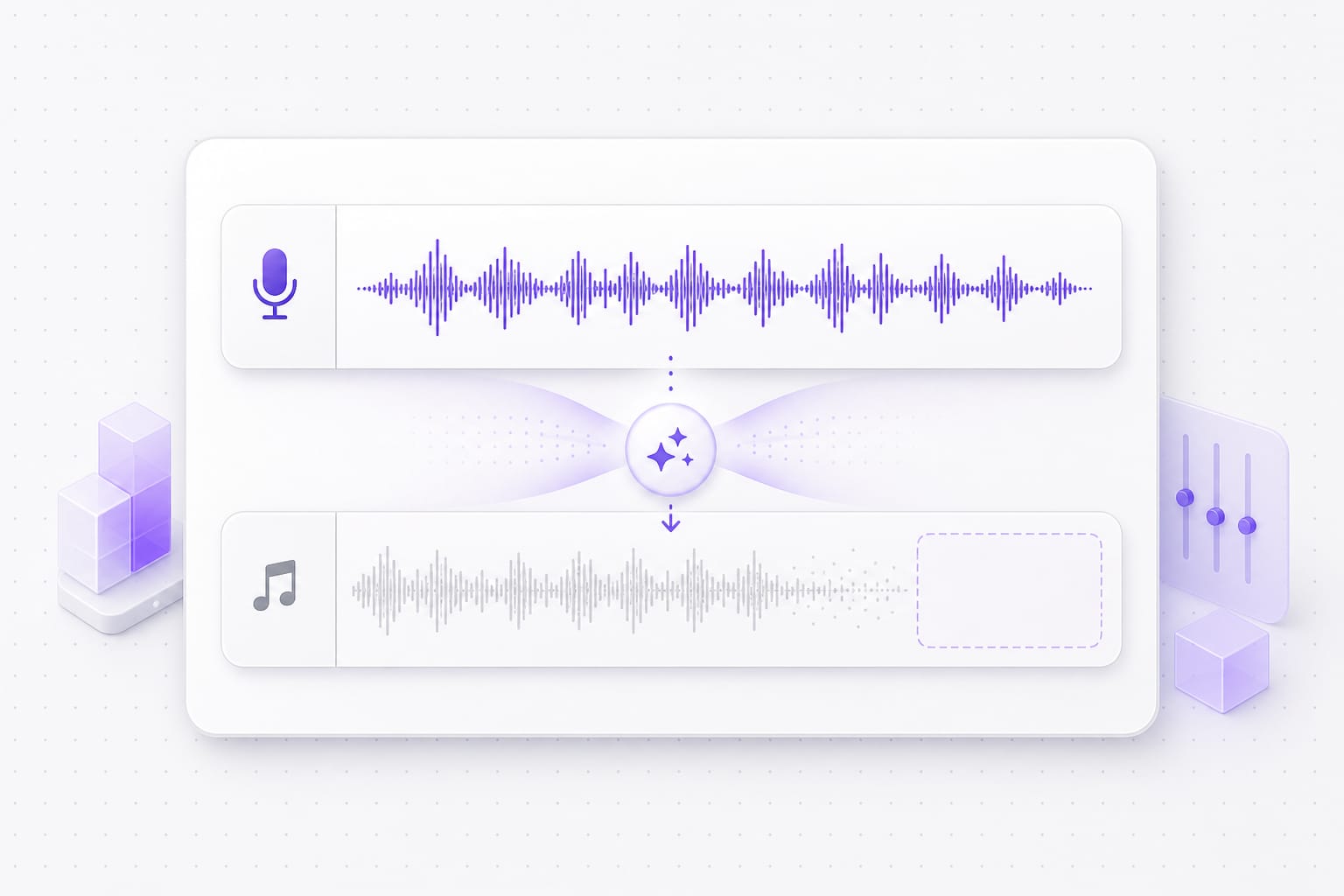 Multiple colored stem lanes split from one song upload