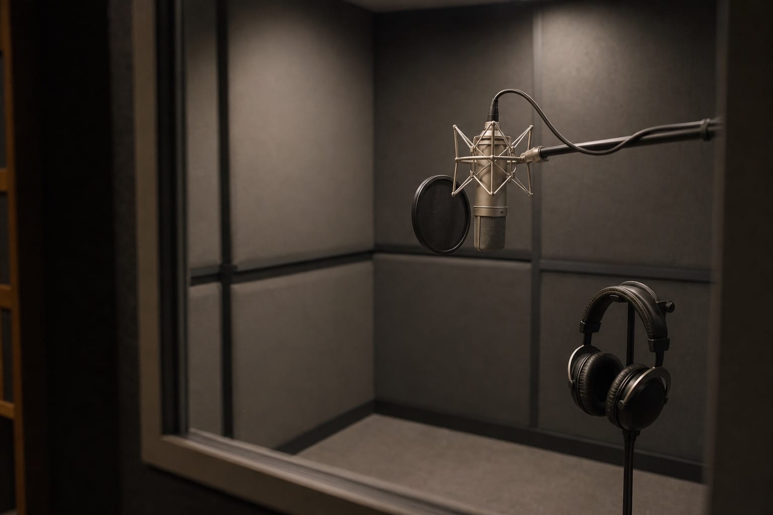 Talking-head clip with roomy microphone audio