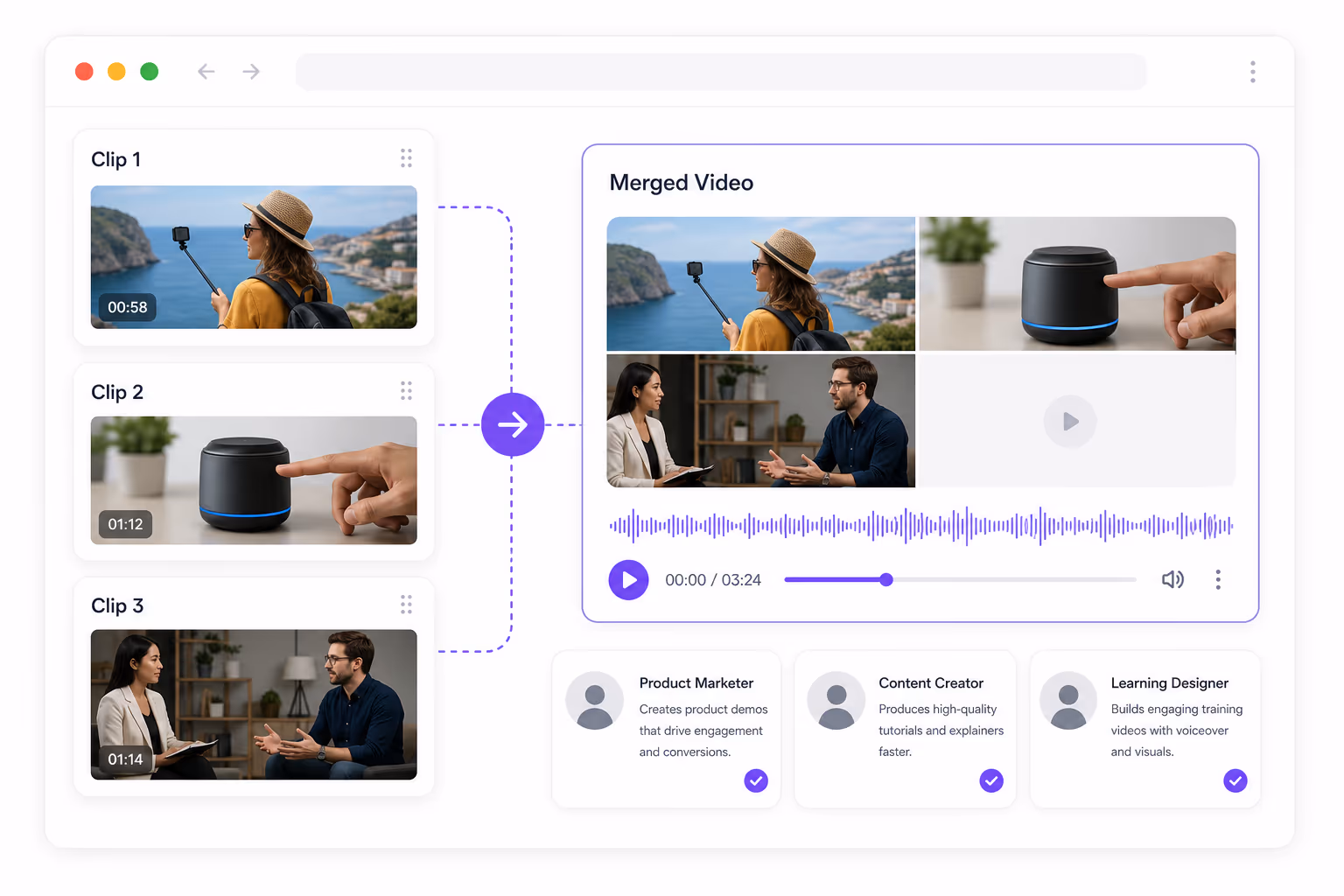 Preview merged video in the browser