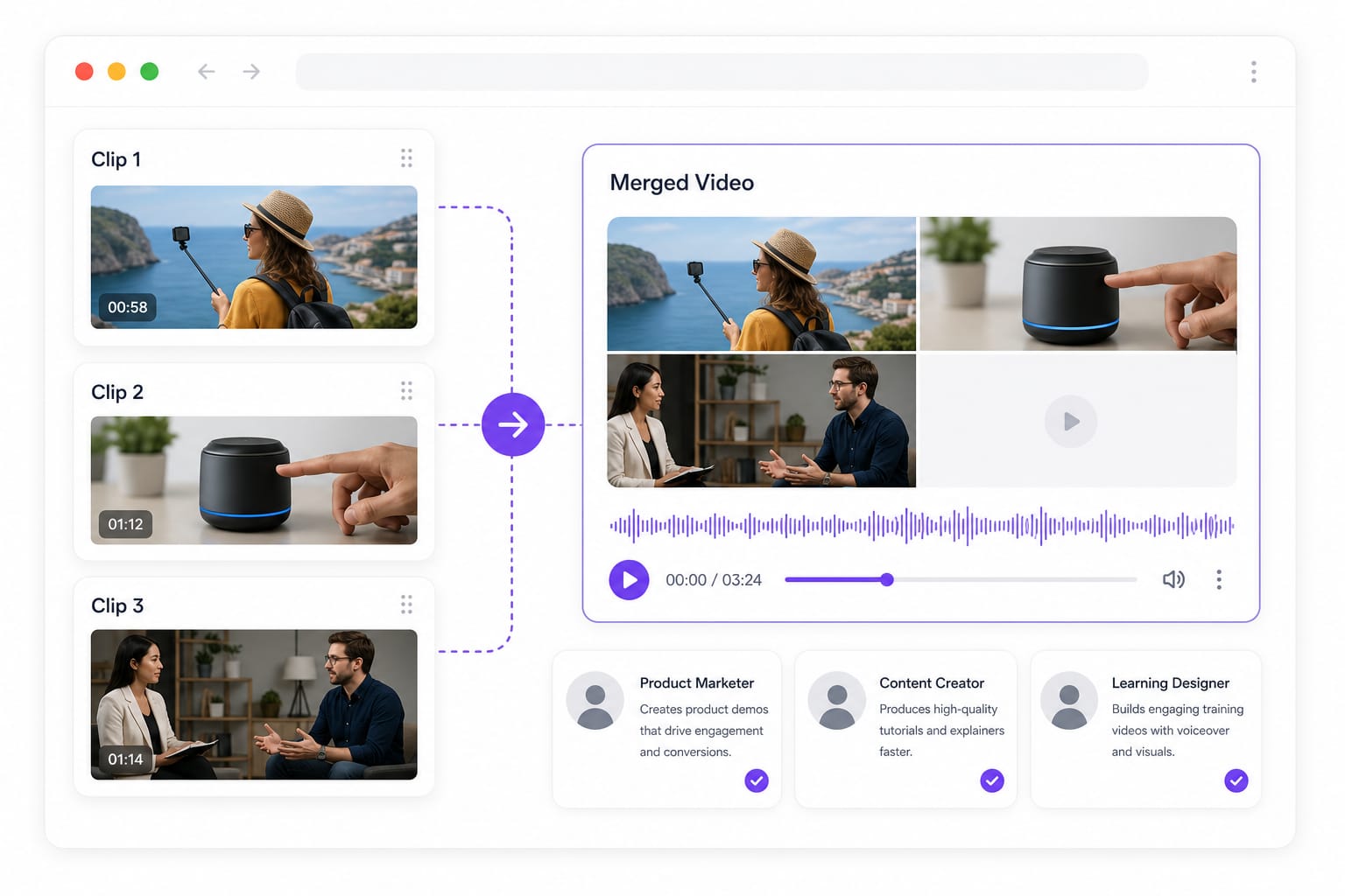 Preview merged video in the browser