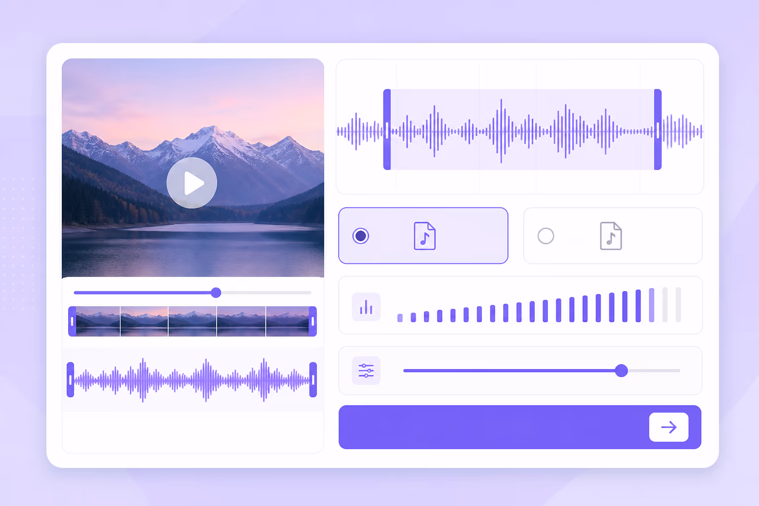 High-quality MP3 and WAV waveform export interface mockup