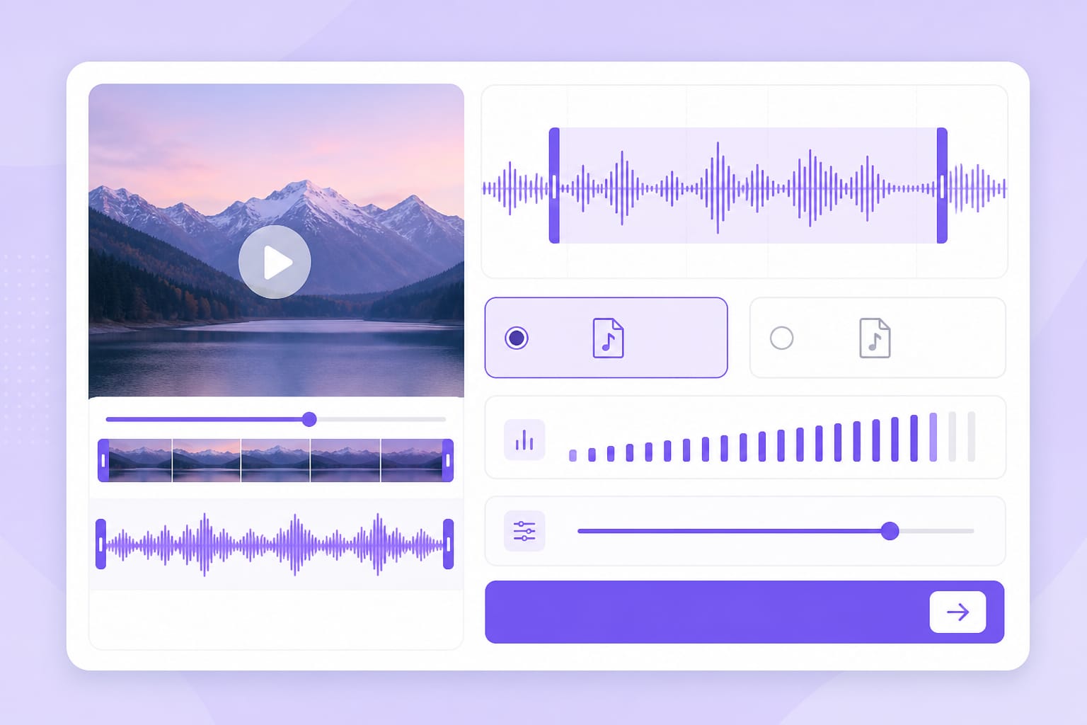 High-quality MP3 and WAV waveform export interface mockup