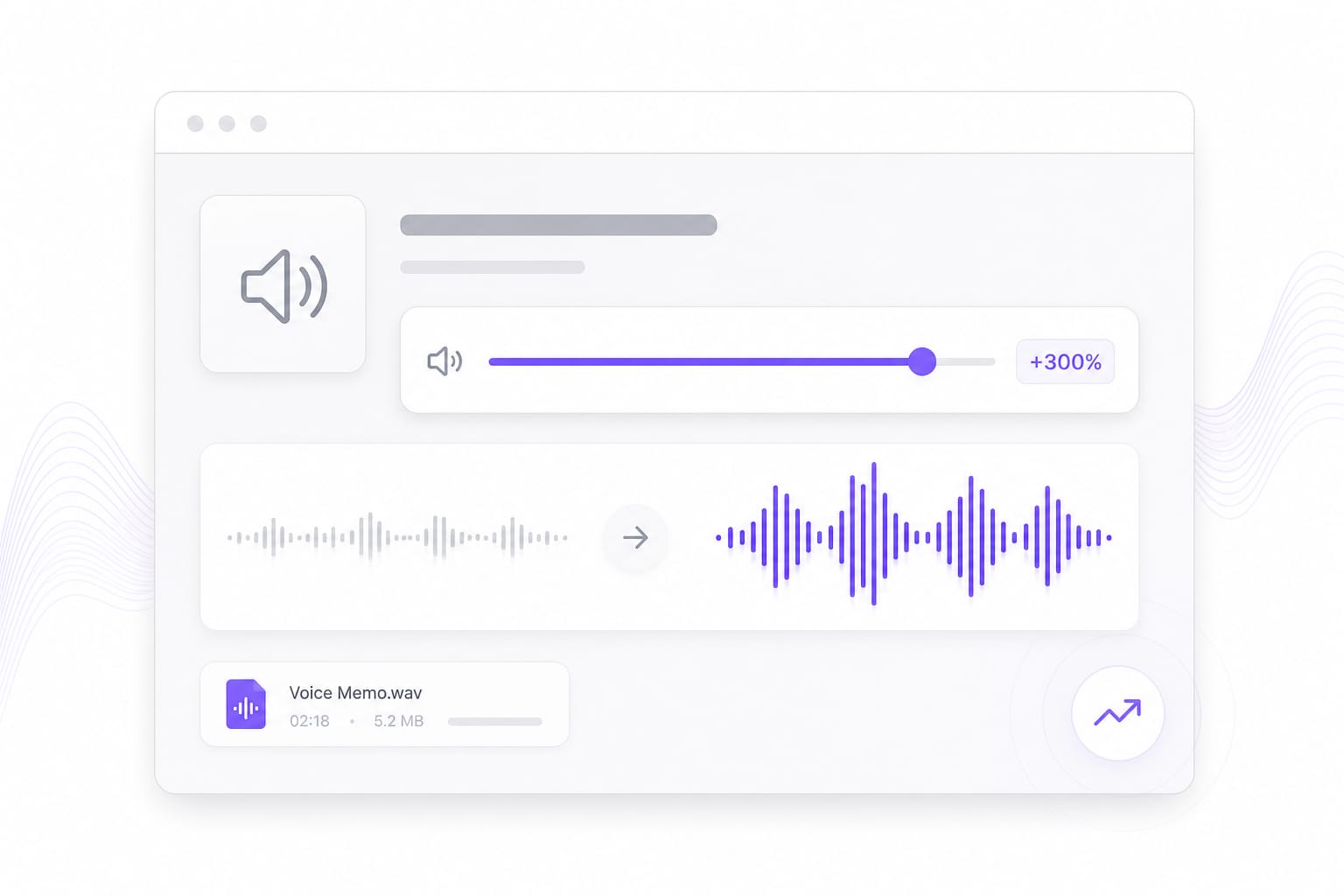 Volume slider boosting quiet audio waveform in the browser editor
