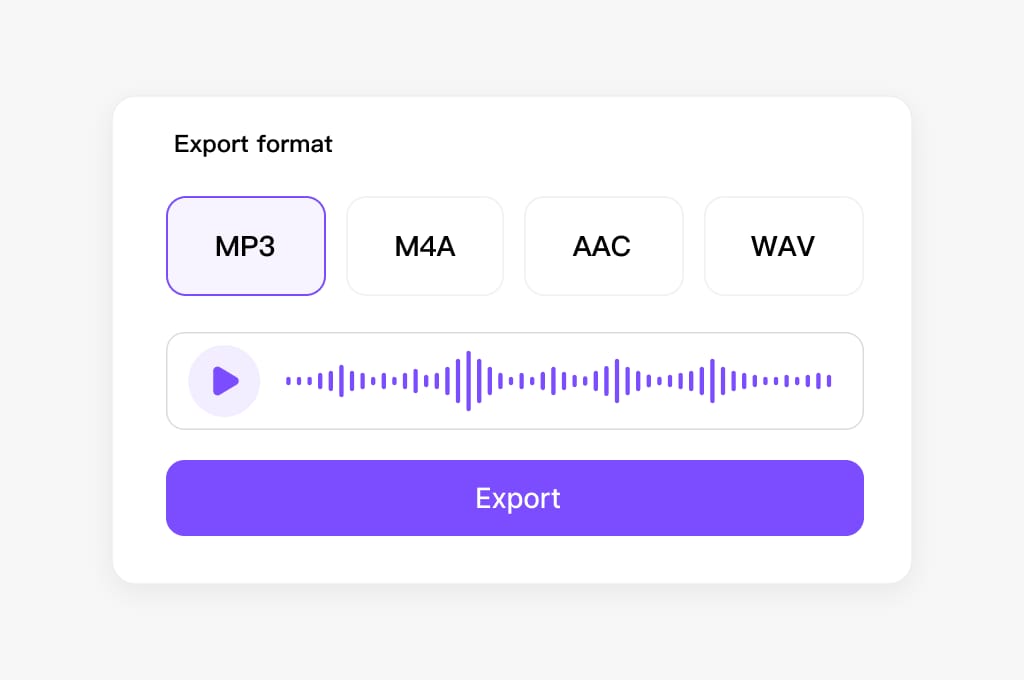 Export volume-adjusted audio in multiple formats illustration
