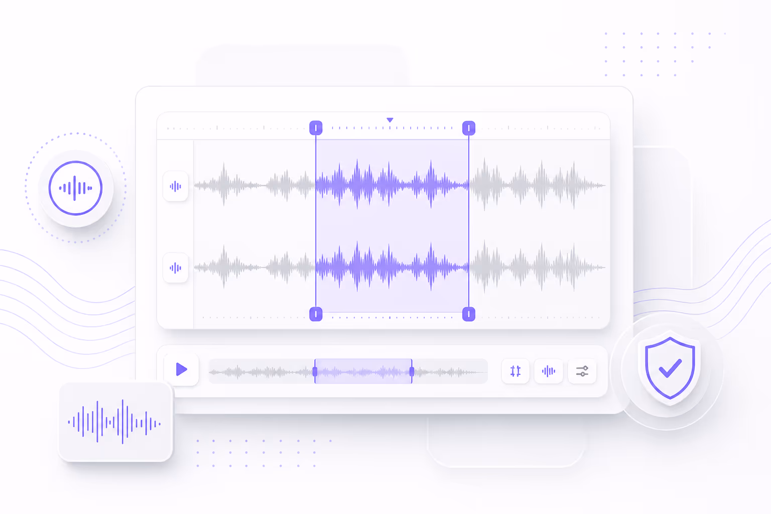 Lossless WAV waveform trim selection with uncompressed audio export illustration