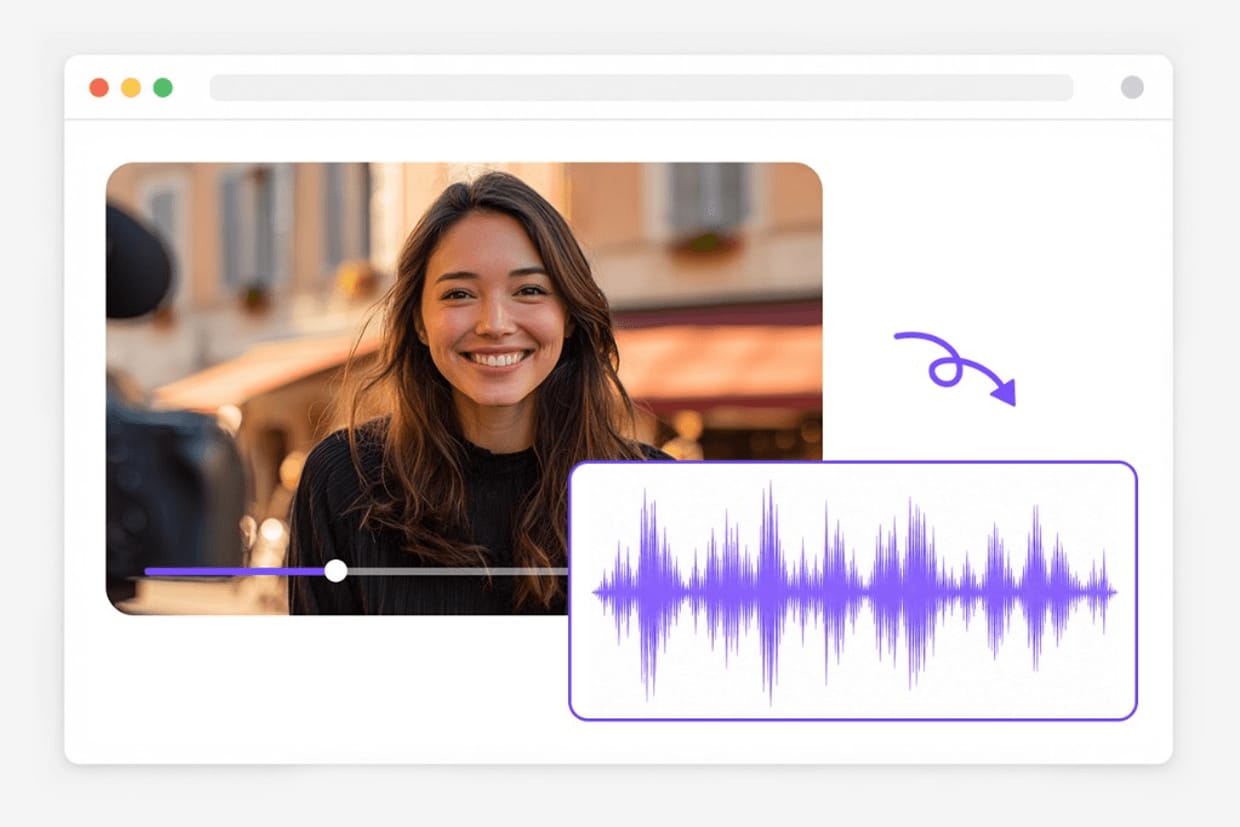 High-quality MP3 audio waveform export from WebM video illustration
