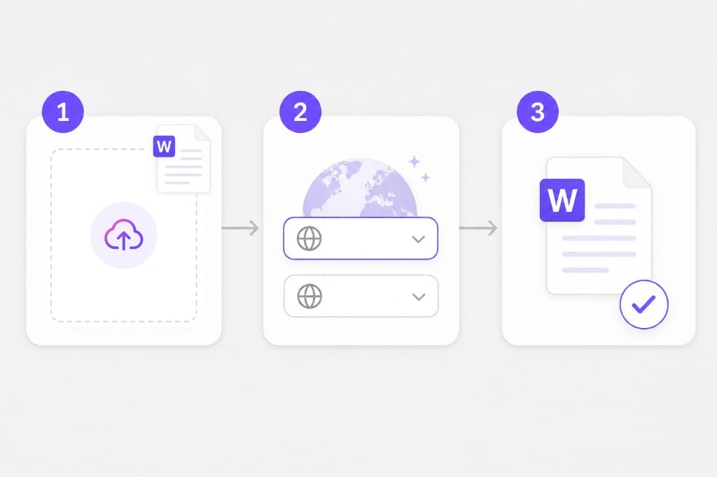 Word DOCX document translation workflow illustration
