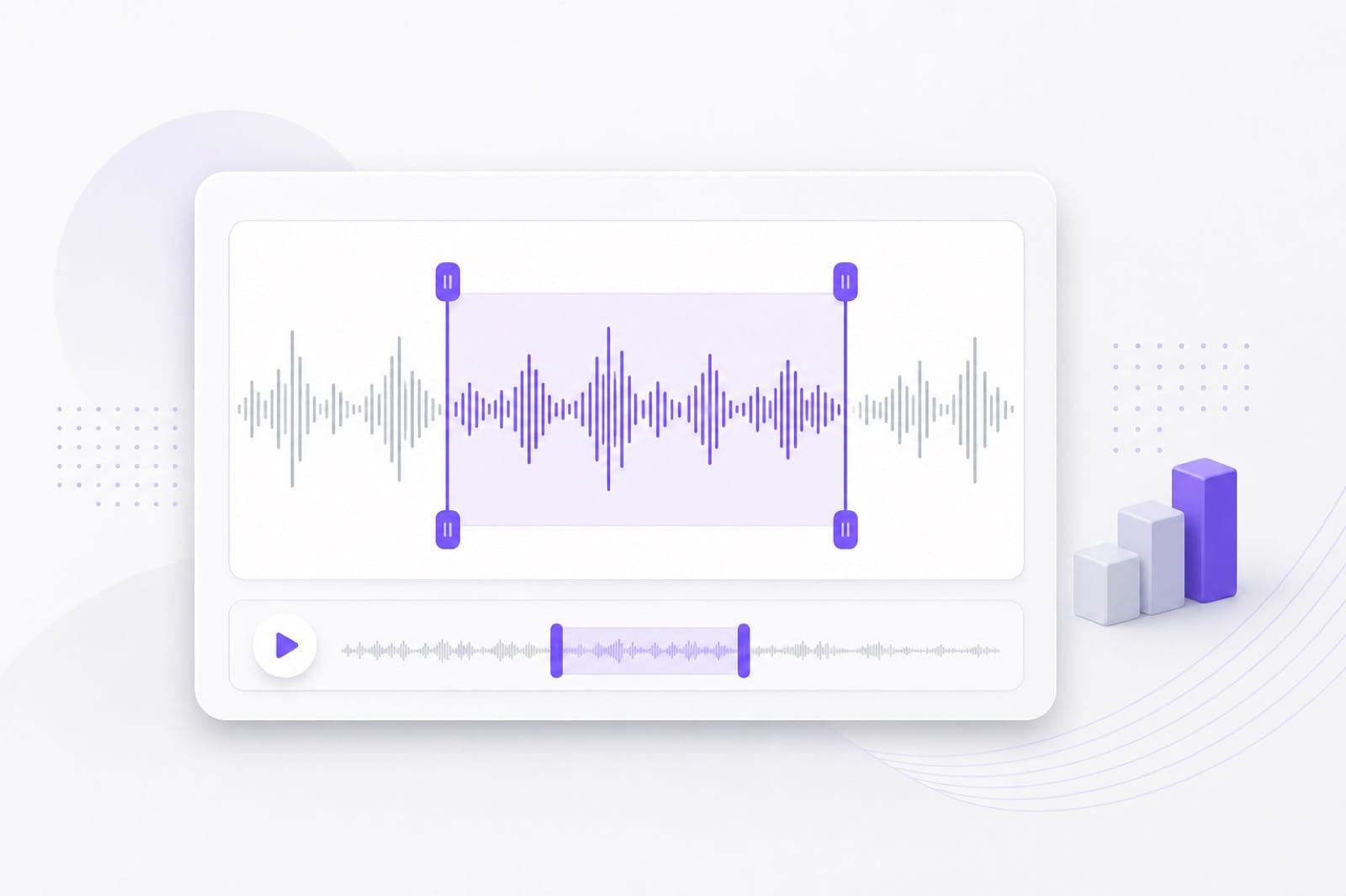 Trim YouTube audio on waveform with selection handles illustration