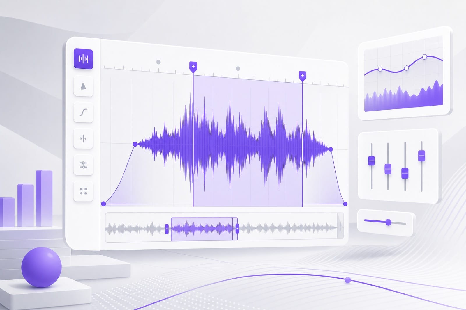 Waveform trim handles for precise YouTube audio clips