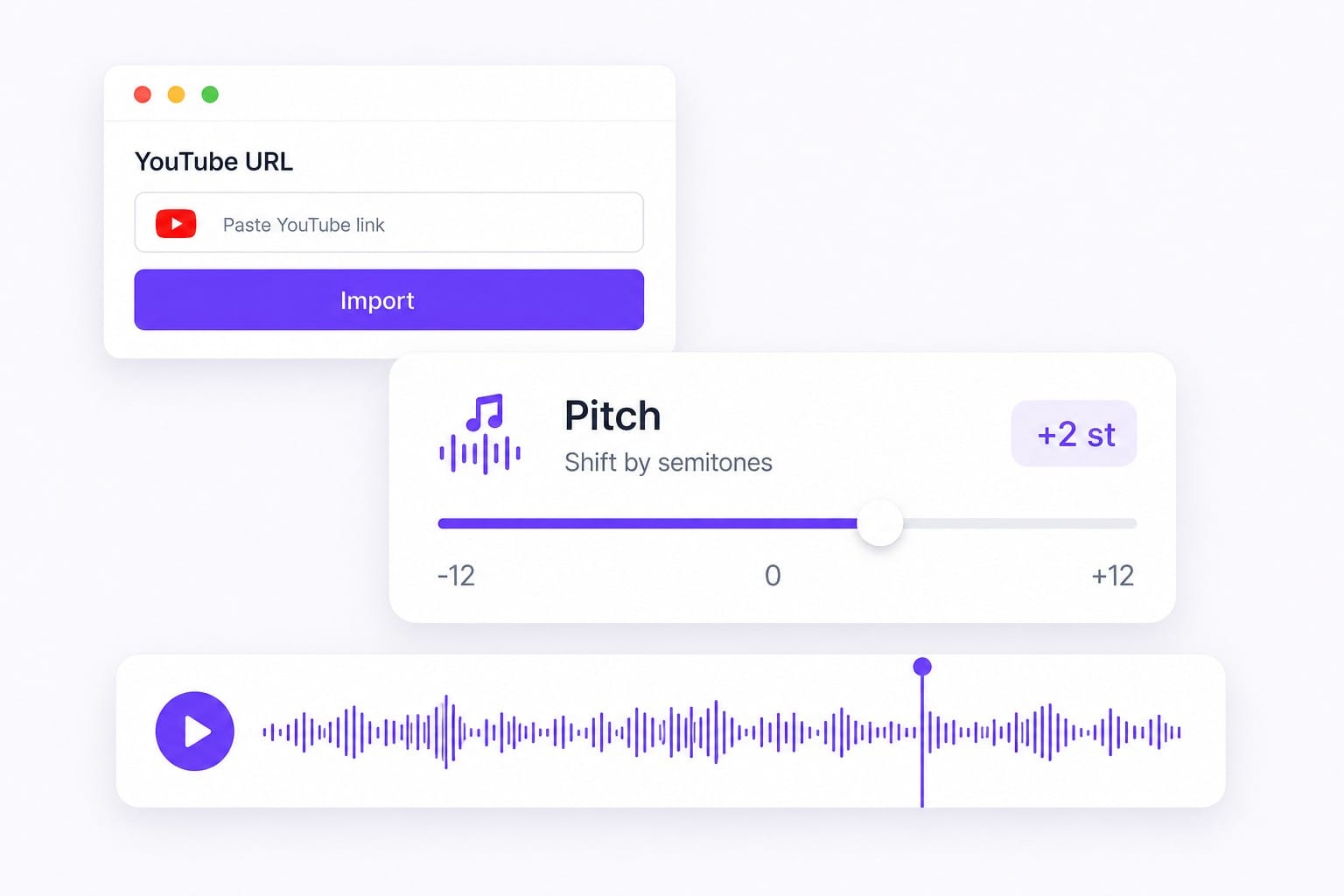 YouTube URL import for pitch shifting illustration