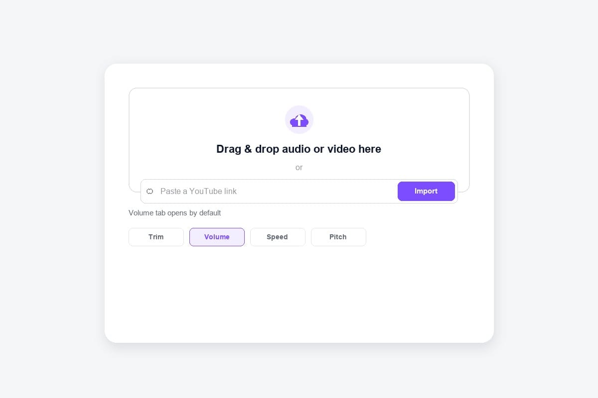 Paste YouTube URL with volume control tab open illustration