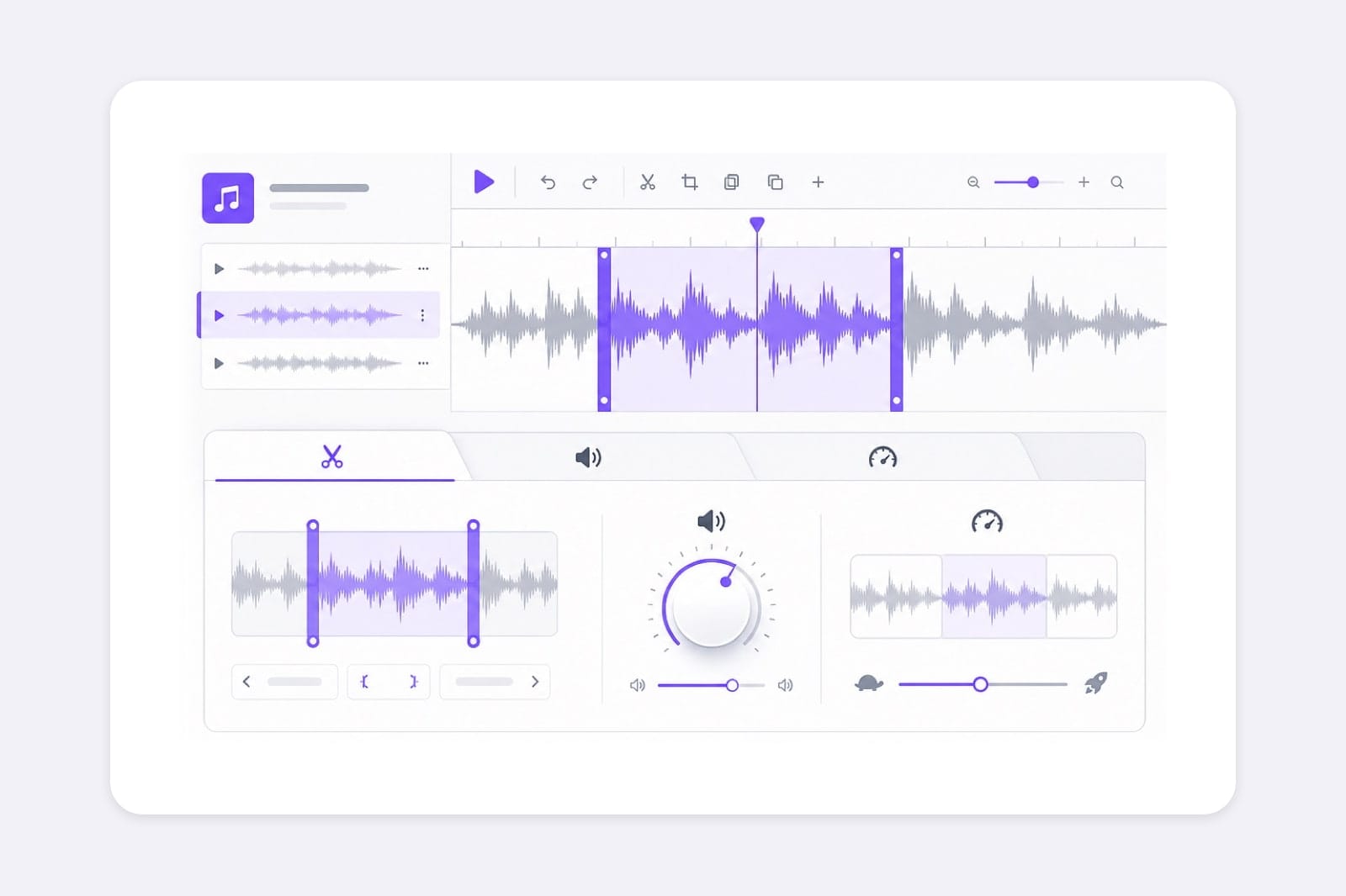 Combined trim volume and speed editor tabs illustration